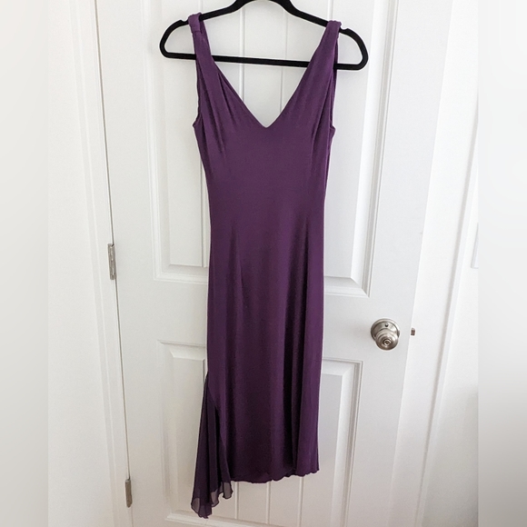 Philip Decaprio Purple Surplice Jersey Midi Dress - Size S - Picture 4 of 7